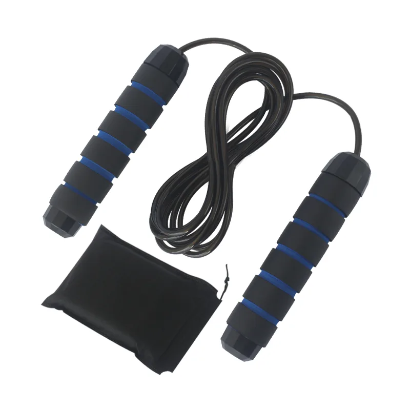 Cuerda de Salto Pro Ajustable con Bolsa Color Negro con Azul