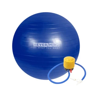 pelota o balón de pilates color azul con inflador