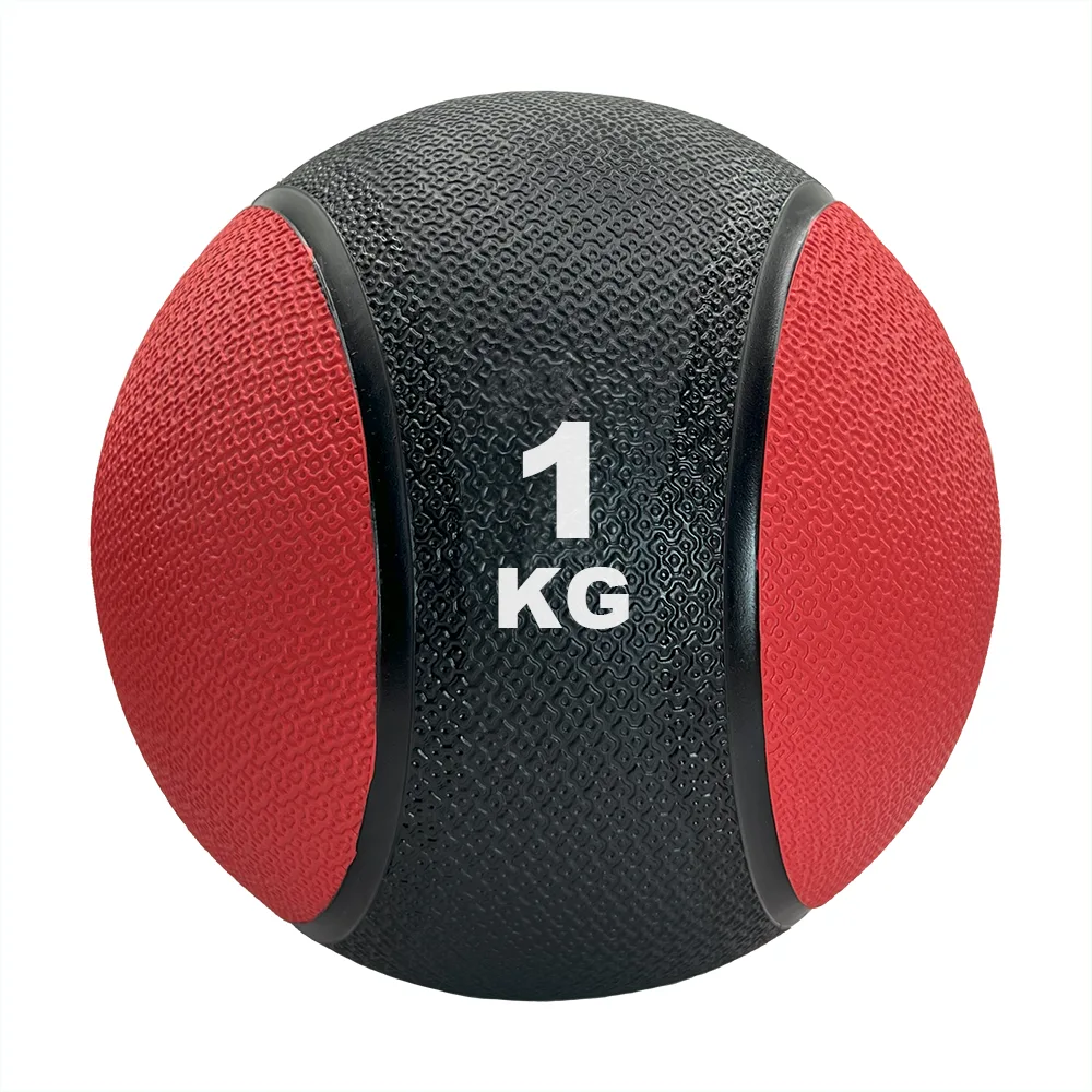 Balón medicinal de 1 kg en color negro con detalles rojos