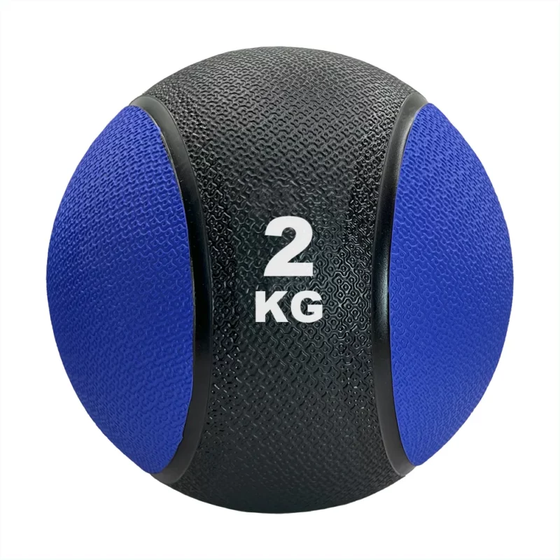 Balón medicinal de 2 kg en color negro con detalles azules