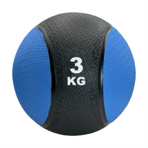 Balón medicinal de 3 kg en color negro con detalles azules