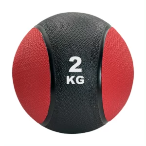 Balón medicinal de 2 kg en color negro con detalles rojos